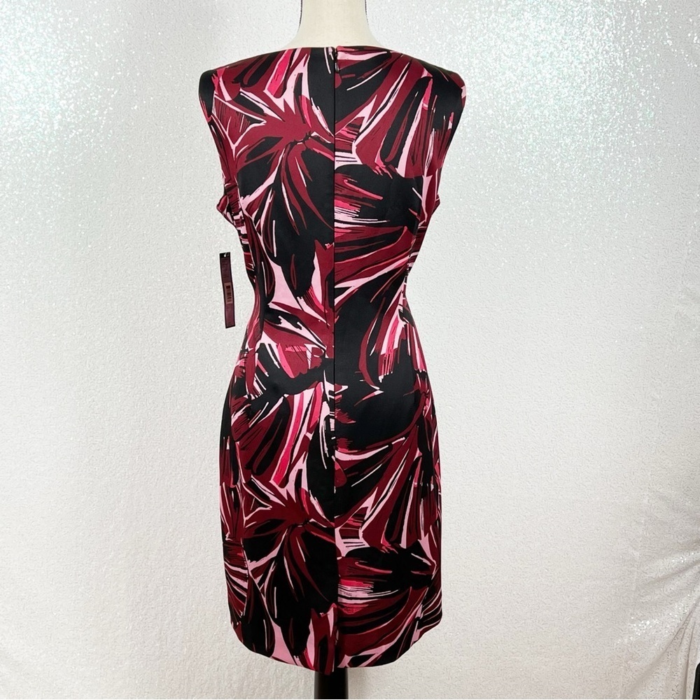 Tahari ASL sleeveless printed sheath dress in Berry Wine color - Picture 10 of 16